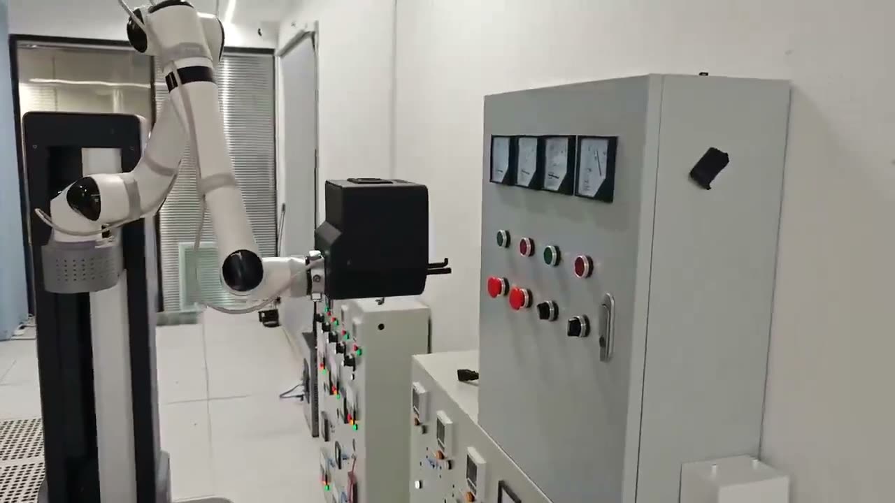 Mobile robot working a control panel